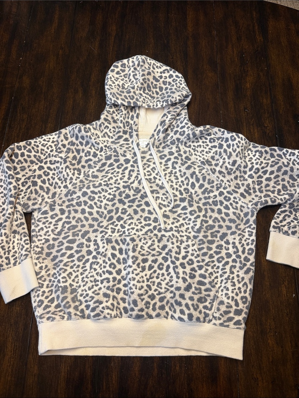 Spiritual Gangster Men's Zip-Up Hoodie in Cream and Gray Leopard